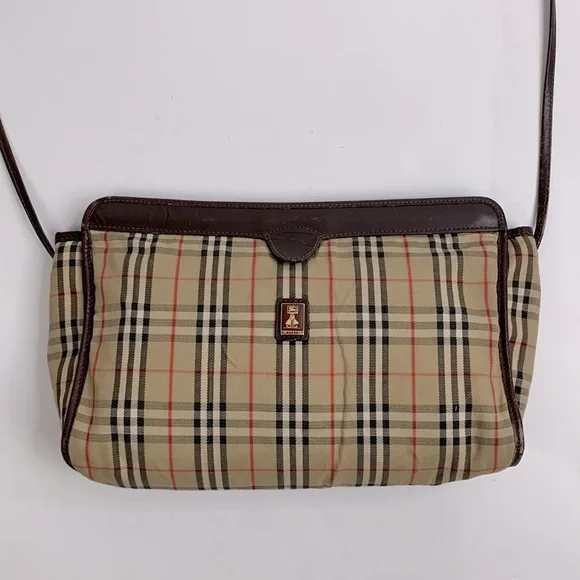 Burberry Ltd Ed Vintage "Shelter Under A Burberrys" Crossbody bag Fabric leather - Picture 3 of 17
